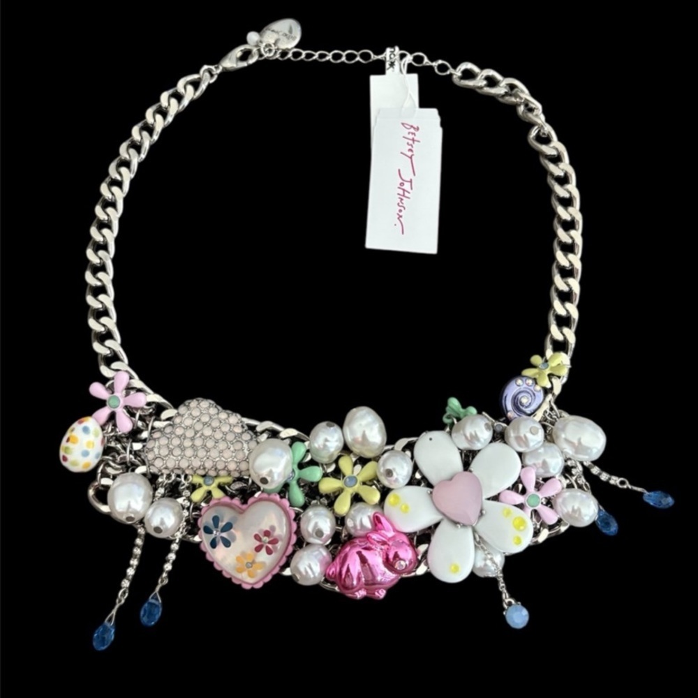 BETSEY JOHNSON Easter Hop To It Spring 2025 Revival Statement Necklace NEW NWT